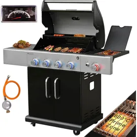 Vaiko Gasgrill 4 Edelstahl Brenner + 800°C Infrarot Keramik Brenner Prime Zone
