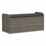 vidaXL Sitzbank mit Stauraum & Kissen Grau 115x51x52 cm Poly Rattan