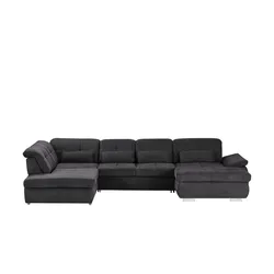 Wohnlandschaft mit Funktion  Perry ¦ grau ¦ Maße (cm): B: 374 H: 100 T: 195.0