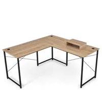 Costway Eckschreibtisch, Rot, Holz, 150x74x150 cm, Arbeitszimmer, Schreibtische, Eckschreibtische