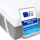 Pillows24 - Topper 180x200cm aus Memory-Schaum - 6cm hoch - Matratzentopper mit abnehmbarem Bezug & rutschfester Unterseite | EU - Weiß