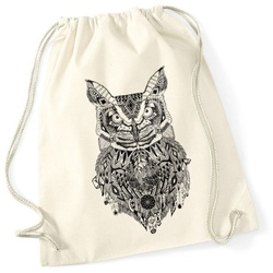 Autiga Turnbeutel Turnbeutel Eule Aztekenmuster Boho Aztec Owl Hipster Beutel Tasche Bohemian Autiga® beige