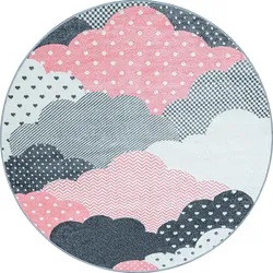 Kinderteppich AYYILDIZ TEPPICHE "Bambi 820", pink, H:11mm Ø:160cm, Kunstfaser, Teppiche, Wolken Motiv, Kurzflor