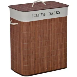 Homcom Wäschekorb mit 3 Griffe Polyester Metall Braun+Weiß