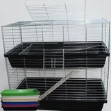 1m doppel Hasenkäfig Meerschweinchenkäfig Doppelkäfig Rabbit 100 Nagerkäfig Neu - schwarz