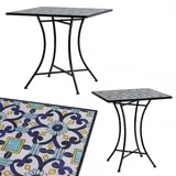 Lex Mosaik Mosaiktisch Gartentisch quadratisch Bistro Rund Eisenramen elegant Blau : Blau gemustert : 70x61,5x61,5