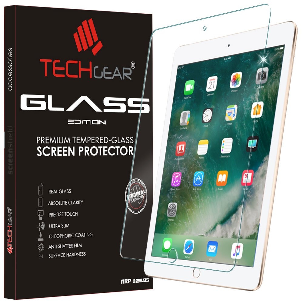 TECHGEAR Schutzfolie kompatibel mit iPad 9.7 2018/2017, iPad Air 1, iPad Air 2, iPad Pro 9.7 - Schutzfolie folie Glas Anti-Kratzer Schutzabdeckung