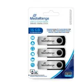 MediaRange USB Flexi-Drive 3er-Pack schwarz/silber 16GB, USB-A 2.0 (MR910-3)