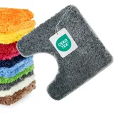 WohnDirect WC-Vorleger mit Ausschnitt 45x45 cm Grau – Badematte für Stand-WC Flauschig & rutschfest, Mikrofaser Badteppich Saugstark, Waschbar & Fußbodenheizung geeignet