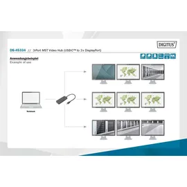 Digitus 3-Port MST Video Hub - 3x DisplayPort)