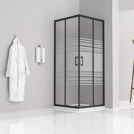 iflair DANIELLE Eckdusche mit Schiebetür rechts 75 x 90 cm Schwarz Sicherheitsglas