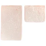 COFI Almina Premium 2 teiliges Bademattenset aus Polyester Rutschfest Waschbar mit Blumenmotiv Rosa