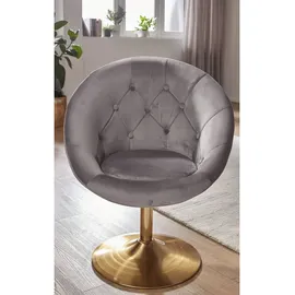Wohnling Loungesessel HUARAL Samt 70 x 75 x 70 cm Grau/Gold mit Rollen