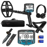 DR.ÖTEK Metalldetektor Profi Set, Hochpräziser und Innovativer Metalldetektor mit Bodenausgleich, 5 Modi, 12" wasserdichte Double-D Spule, Gold Detektor für Strandjagd, mit Zubehör, Blau