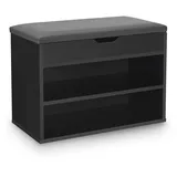 Juskys Schuhregal mit Klappdeckel und gepolstertem Sitz 60x30x44 cm - Schwarz