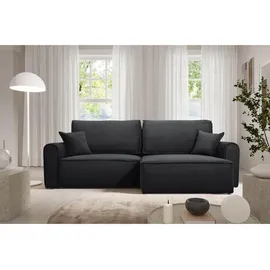 furnisell Ecksofa, L Form Cord Sofa "MARTIN", Schwarz, - Schwarz
