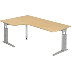 Hammerbacher Winkeltisch C-Fuß 200x120cm 90 Grad Ahorn/Silber