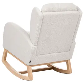 Beliani Schaukelsessel Haslev Bouclé 70 x 100 x 80 cm Cremeweiß mit Fußstütze