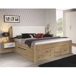 Bettanlage RAUCH "Weingarten", weiß (eichefarben artisan, weiß), B:279cm, Schlafzimmermöbel-Sets, mit viel Stauraum