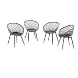 hardin 1fachgut 4er Set Stühle mit abgerundetem Design mit Gittermuster und Metallbeinen Schwarz