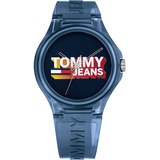 Tommy Hilfiger Tommy Jeans Analog Quarzuhr Unisex mit Marinblaues Silikonarmband - 1720028