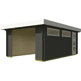 Lasita Maja Einzelgarage Canberra 4,22 x 6,00 m grün mit Seitenwand und Pfostenanker