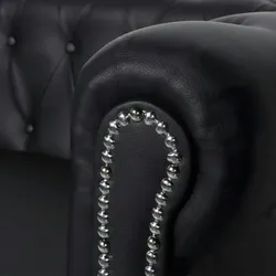 vidaXL Chesterfield-Sofa 2-Sitzer Kunstleder Schwarz