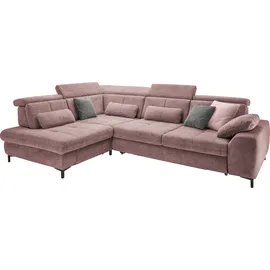 Set One by Musterring Ecksofa, famosa wine, SET ONE BY MUSTERRING, Sofas, B/H/T: 317cm x 86cm x 220cm, Flachgewebe, Armlehne rechts, Sitztiefenverstellung,Kopfteilverstellung,Ohne Bettfunktion,Ohne Schubkasten, 100% Polyester, Ecksofa, Kaltschaumpolsterung, Flachgewebe, whlw.