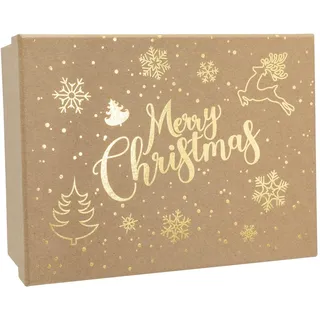 IDENA Geschenkbox Weihnachten Merry Christmas Kraftpapier braun 20x15x9cm