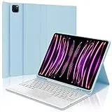 IVEOPPE Tastatur für iPad Pro 12,9, Hülle mit Tastatur für iPad Pro 6. Generation, Bluetooth QWERTZ Magnetische Abnehmbare Touchpad Tastatur für iPad Pro 12.9" (6/5/4/3 Gen) 2018-2022, Blau