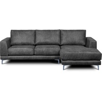 Konsimo Ecksofa HOLCO Ecksofa rechts, zeitloses Design, hohe Beine, Öko-Leder grau