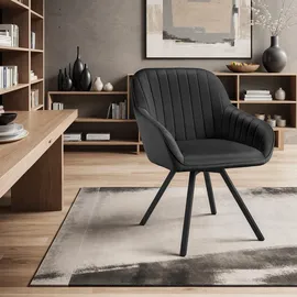 Tectake tectake® Drehbarer Armlehnstuhl Snug Samtoptik, gepolstert, in 360° drehbar, schlanke Stahlbeine, 58 x 58 x 82 cm