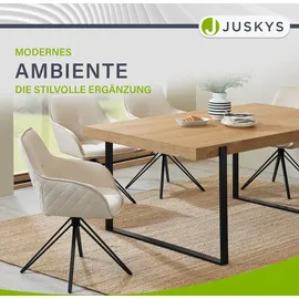 Juskys Drehstuhl Clyde Samt Beige 2 Stk.