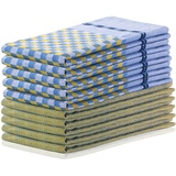 DecoKing 10er Set Küchentücher 50x70 cm mit Aufhänger 100% Baumwolle Gelb Marineblau Blau hochwertige Geschirrtücher Louie