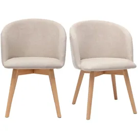miliboo Skandinavische Stühle Stoff beige 2er Set