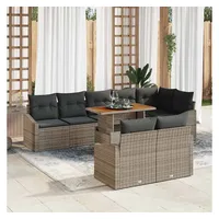 vidaXL Garten-Loungesofa-Set 9-tlg. grau/braun