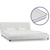 vidaXL Bett mit Memory-Schaum-Matratze Weiß Kunstleder 160x200cm