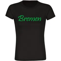 multifanshop Damen T-Shirt - Bremen - Schriftzug - Druck grün - Frauen