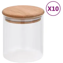 vidaXL Vorratsglas mit Bambusdeckel 600 ml 10 St.