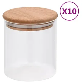 vidaXL Vorratsglas mit Bambusdeckel 600 ml 10 St.