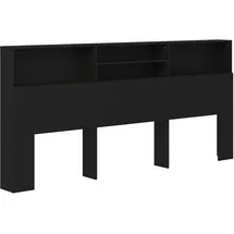 vidaXL Kopfteil mit Ablagen Schwarz 220x19x103,5 cm