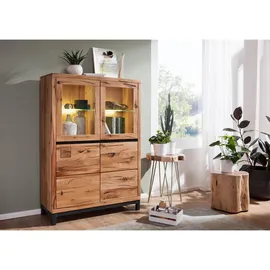 Massivmoebel24 Vitrine Villanders 103 x 40 x 148 cm Natur geölt