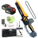 Prunarbo 8-Zoll Akku-Kettensäge Elektrisch 2x 4.0Ah, Kabellos & 900W Brushless - Perfekt für Gartenschnitt, Holzbearbeitung & Heimwerken (PR-E8)