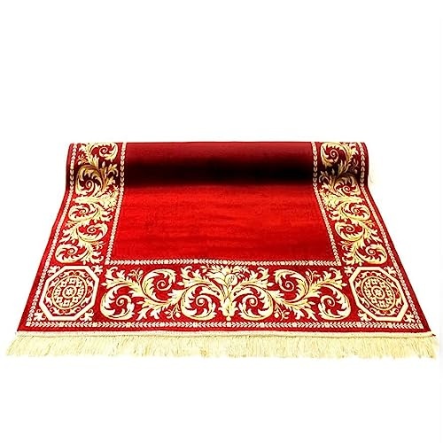Belle Arti Premium Wohnzimmer Mäander Teppich Rund Läufer Oval aus 100% Viskose im Mäander Design Flur Carpet in verschiedenen Varianten und Größen 541 (rot, 67 x 105 cm)