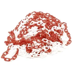 Perel Absperrkette zum Markieren, Absichern oder Sperren von Gefahrenzonen, Baustellen und Wegen, innen und außen, Kunststoff, Rot/Weiß, 25 m, 6 mm.