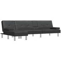 vidaXL Schlafsofa in L-Form Schwarz 255x140x70 cm Kunstleder
