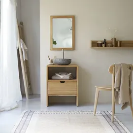 Tikamoon Waschtisch Waschbeckenunterschrank aus Teak 60 cm breit ideal für kleine Bäder