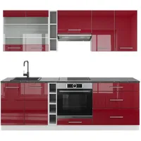 Vicco Küchenzeile Fame-Line 235 cm Bordeaux Hochglanz/Weiß