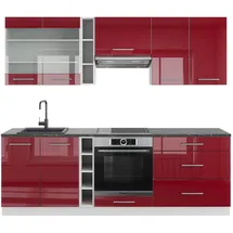 Vicco Küchenzeile Fame-Line 235 cm Bordeaux Hochglanz/Weiß