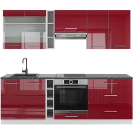 Vicco Küchenzeile Fame-Line 235 cm Bordeaux Hochglanz/Weiß